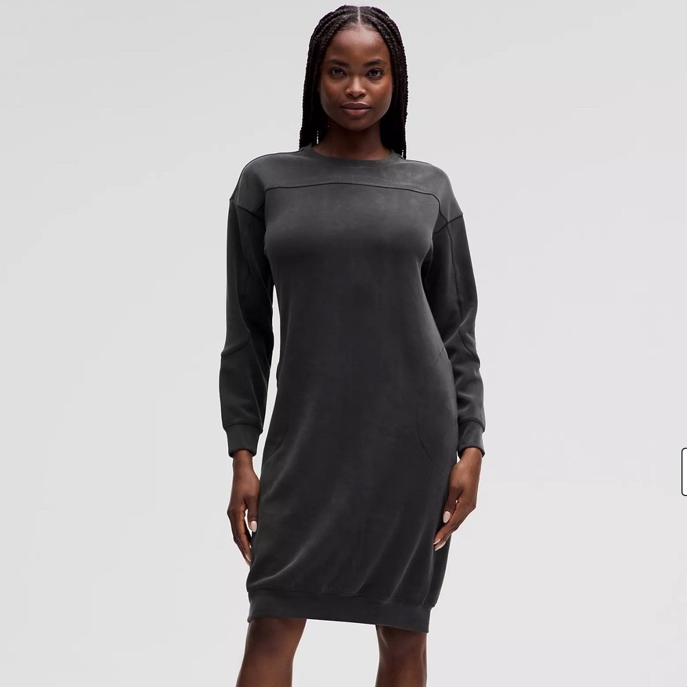 Lululemon Softstreme Midi Dress Women's‎ Size 4 Long Sleeve Relaxed Fit Gray